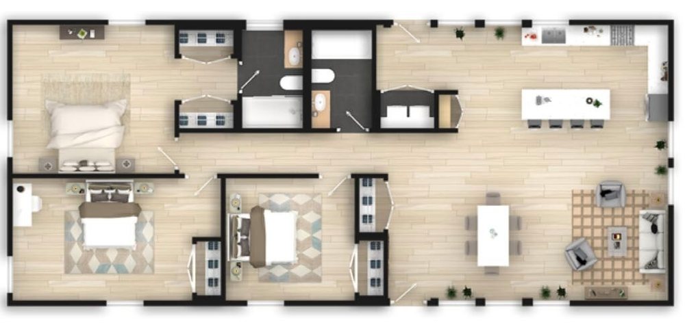 Floor plan of the 1,400 sq ft family home
